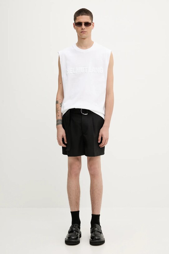 Bavlněné tričko Helmut Lang EMBOSSED.TANK.ROUNDE P01HM502 bílá
