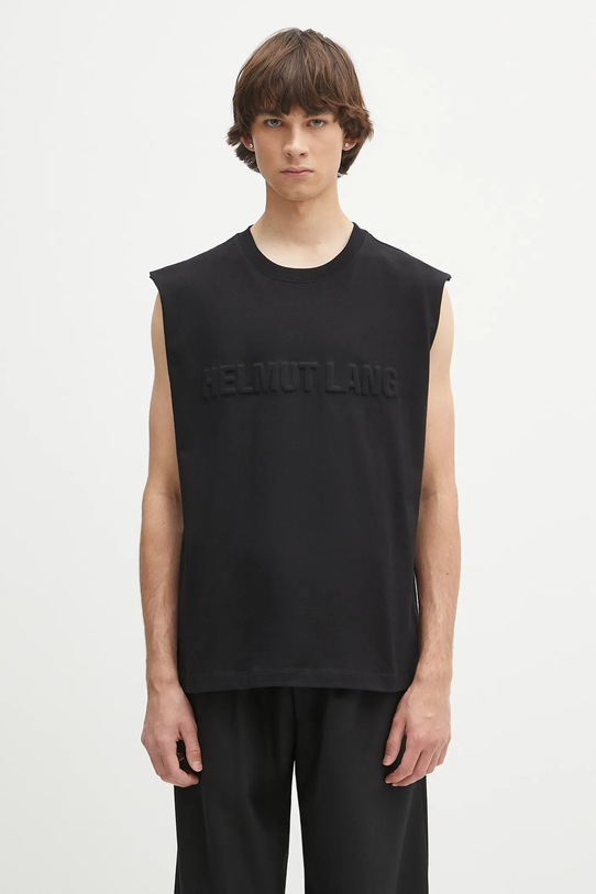 Helmut Lang t-shirt bawełniany EMBOSSED.TANK.ROUNDE regular czarny P01HM502