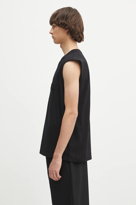 Bavlněné tričko Helmut Lang EMBOSSED.TANK.ROUNDE P01HM502 černá SS25