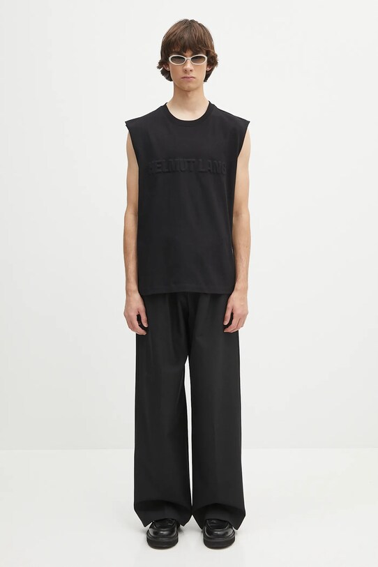 Bavlněné tričko Helmut Lang EMBOSSED.TANK.ROUNDE P01HM502 černá
