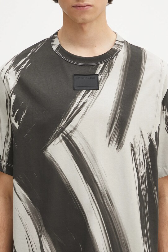 Хлопковая футболка Helmut Lang FEATHER.T.BRUSHSTROK серый P02HM505