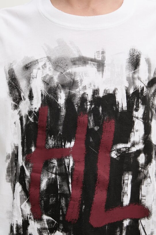 Хлопковая футболка Helmut Lang SCRIBBLE.T3.MAL.LT. белый P02HM510