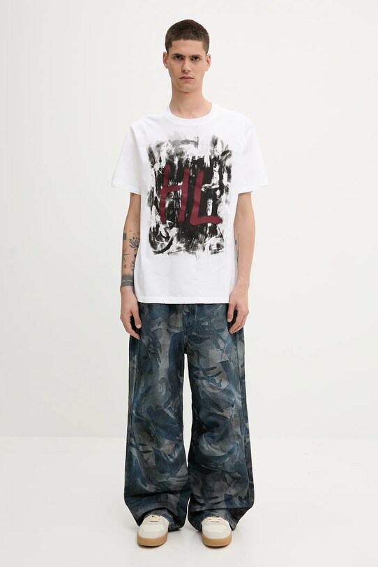 Helmut Lang cotton t-shirt SCRIBBLE.T3.MAL.LT. P02HM510 white