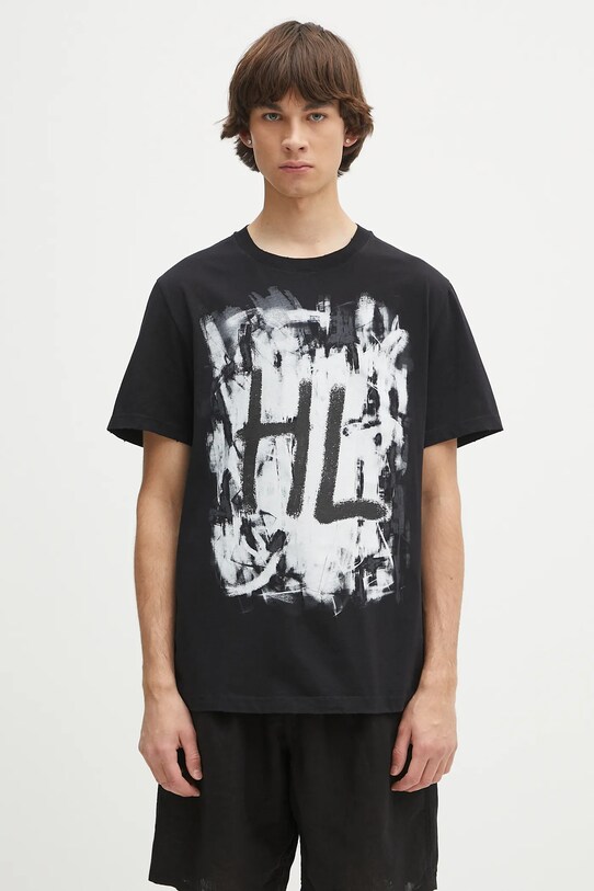 Хлопковая футболка Helmut Lang SCRIBBLE.T4.MAL.LT. печать чёрный P02HM511