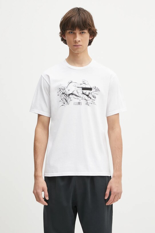 MM6 Maison Margiela tricou din bumbac print alb SH2GC0024.M20108.100