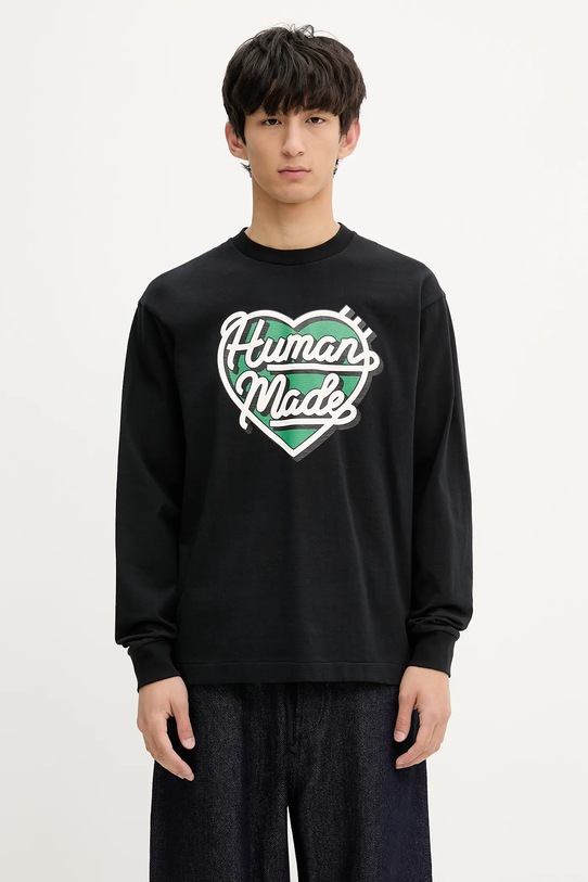 Хлопковый лонгслив Human Made печать чёрный HM29CS021