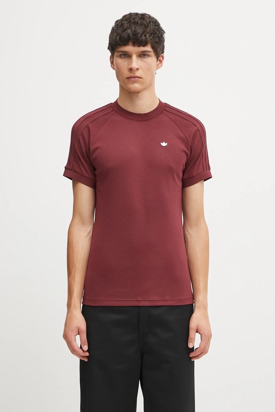 adidas Originals t-shirt z wełną Cali Tee okrągły bordowy JY3946