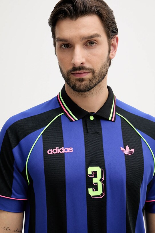 adidas Originals tricou polo Jcquard Jersey albastru KD2307