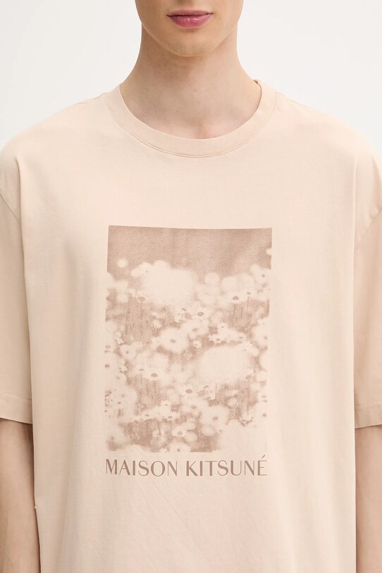 Maison Kitsuné cotton t-shirt Daisy Field Oversize beige OM00114KJ7016