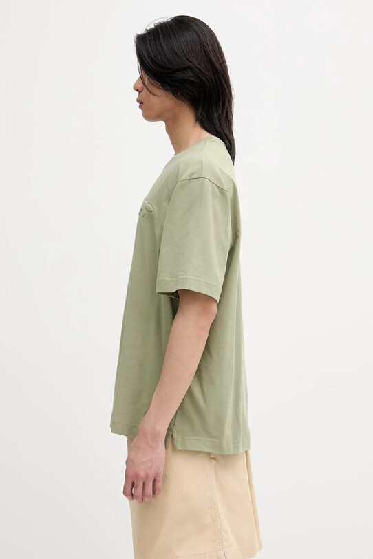 Βαμβακερό μπλουζάκι Maison Kitsuné Embossed Profile Fox Oversize OM00116KJ7016 πράσινο SS25