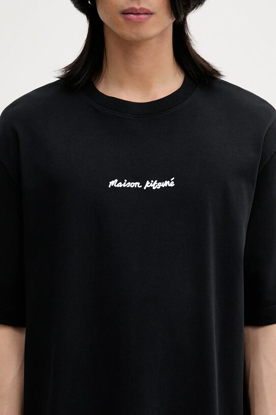 Бавовняна футболка Maison Kitsuné Maison Kitsune Embroidery Oversize чорний OM00122KJ0119
