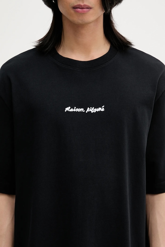 Bavlnené tričko Maison Kitsuné Maison Kitsune Embroidery Oversize čierna OM00122KJ0119