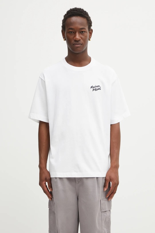 Maison Kitsuné t-shirt bawełniany Maison Kitsune Handwriting Embroidery biały OM00123KJ0119