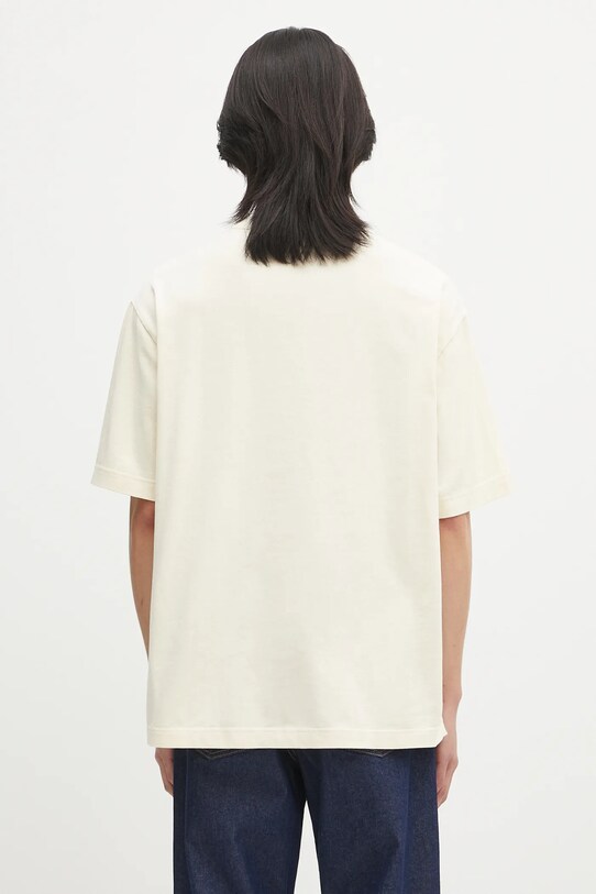 Îmbrăcăminte Maison Kitsuné tricou din bumbac Maison Kitsune Handwriting Embroidery OM00123KJ0119 bej