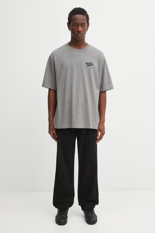 Maison Kitsuné cotton t-shirt Maison Kitsune Handwriting Embroidery OM00123KJ0119 gray