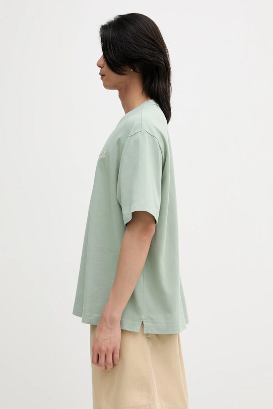 Pamučna majica Maison Kitsuné Maison Kitsune Handwriting Embroidery OM00123KJ0119 zelena SS25