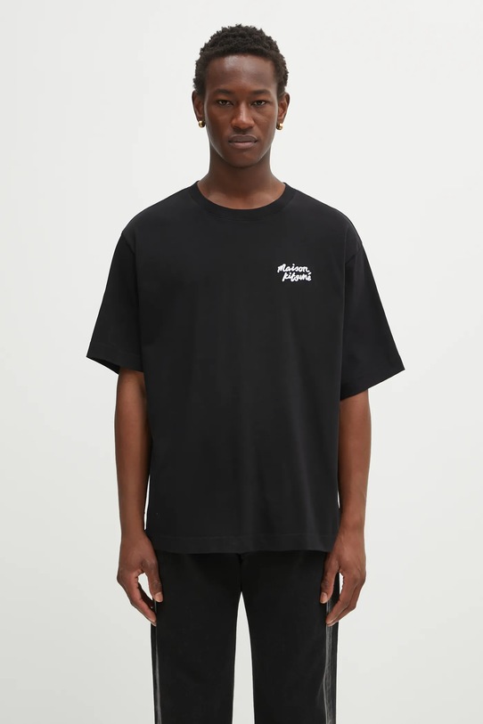 Maison Kitsuné cotton t-shirt Maison Kitsune Handwriting Embroidery black OM00123KJ0119