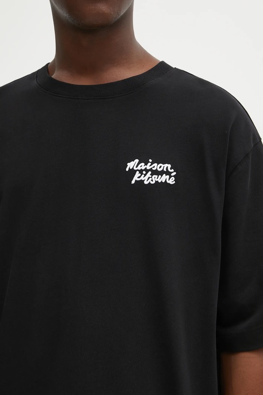 Maison Kitsuné cotton t-shirt Maison Kitsune Handwriting Embroidery black OM00123KJ0119