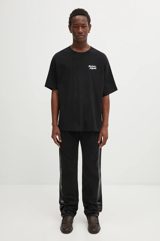 Maison Kitsuné cotton t-shirt Maison Kitsune Handwriting Embroidery OM00123KJ0119 black