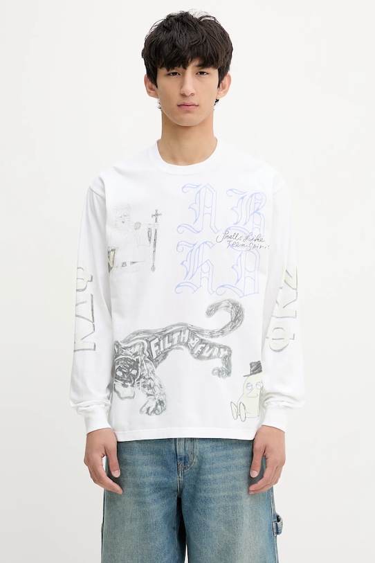 Хлопковый лонгслив NEIGHBORHOOD NH . TEE LS-9 узор белый 251PCNH.LT09
