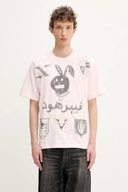 Хлопковая футболка NEIGHBORHOOD NH . TEE SS-17 печать розовый 251PCNH.ST17