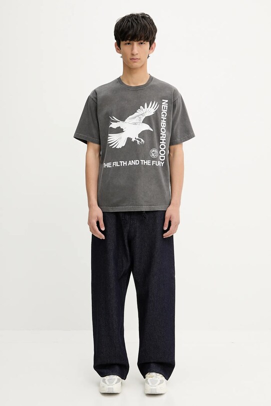 NEIGHBORHOOD t-shirt bawełniany NH . TEE SS-5 251PCNH.ST05 szary