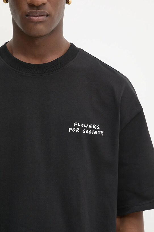 Flowers for Society t-shirt bawełniany Handshake T Shirt czarny FFSAPP131