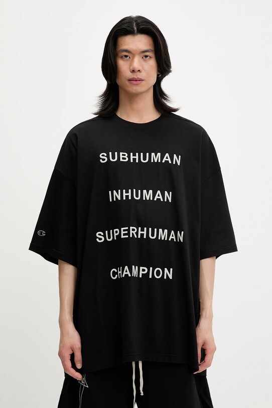 Rick Owens DRKSHDW t-shirt bawełniany Knitted - Tommy T 221675 bawełna czarny CM01E1675.CHJG