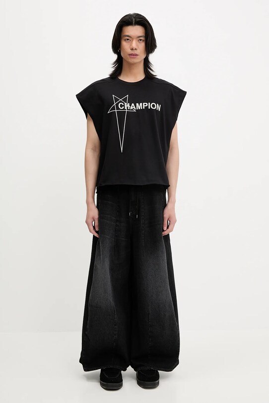 Бавовняна футболка Rick Owens DRKSHDW Knitted - Micro Tatlin T 221668 чорний CM01E1668.CHJG