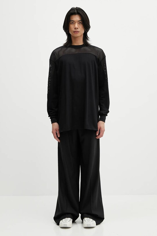 Хлопковый лонгслив Rick Owens DRKSHDW Knitted - Girdered T 221673 чёрный CM01E1673.CHJGOM