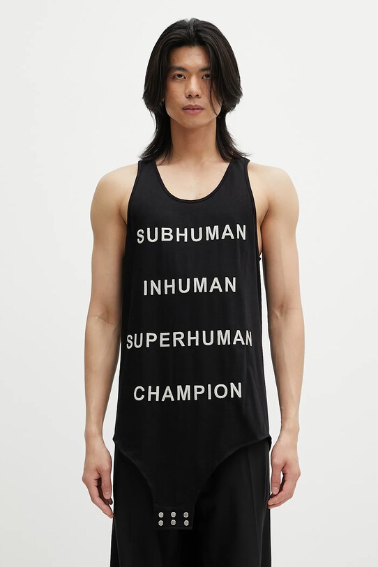 Хлопковая футболка Rick Owens DRKSHDW Knitted - Basketball Tank 221678 хлопок чёрный CM01E1678.CHJG