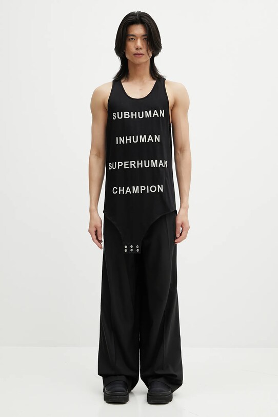 Хлопковая футболка Rick Owens DRKSHDW Knitted - Basketball Tank 221678 CM01E1678.CHJG чёрный