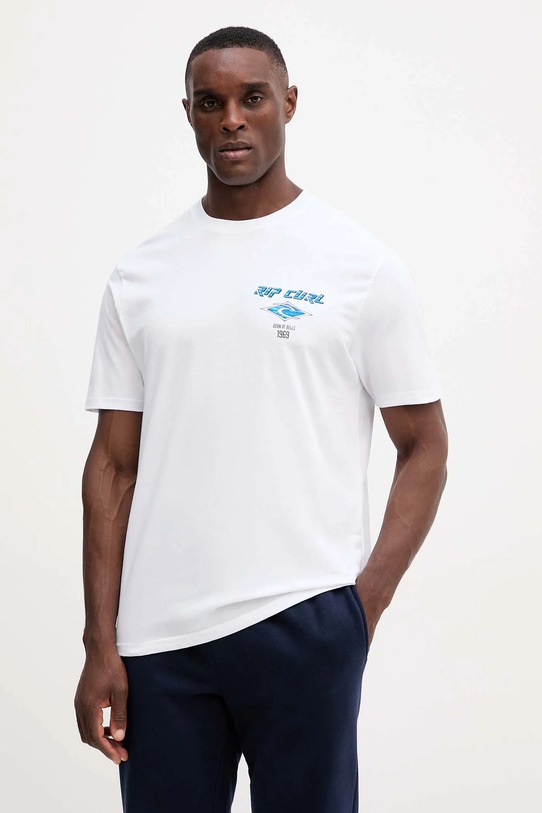 Bavlněné tričko Rip Curl kulatý bílá 0CAMTE