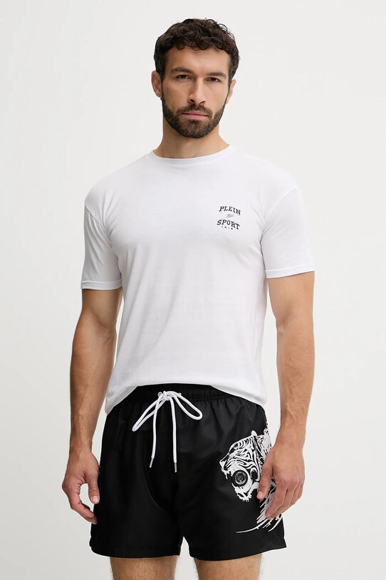 PLEIN SPORT tricou din bumbac print alb PS25MTS08