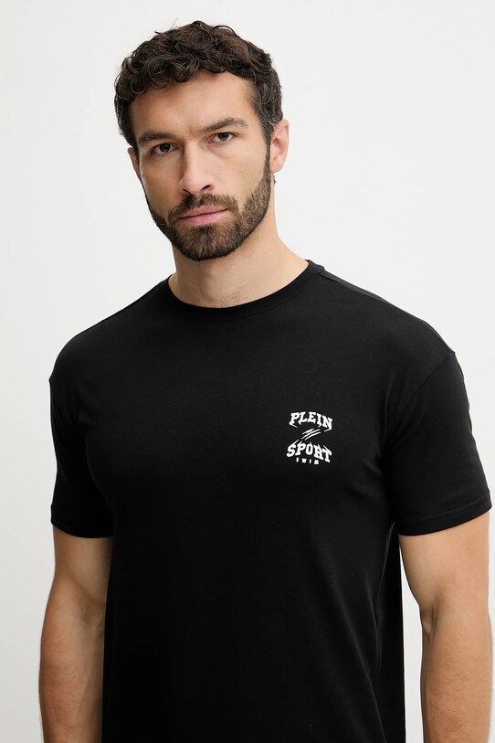 PLEIN SPORT t-shirt bawełniany czarny PS25MTS08