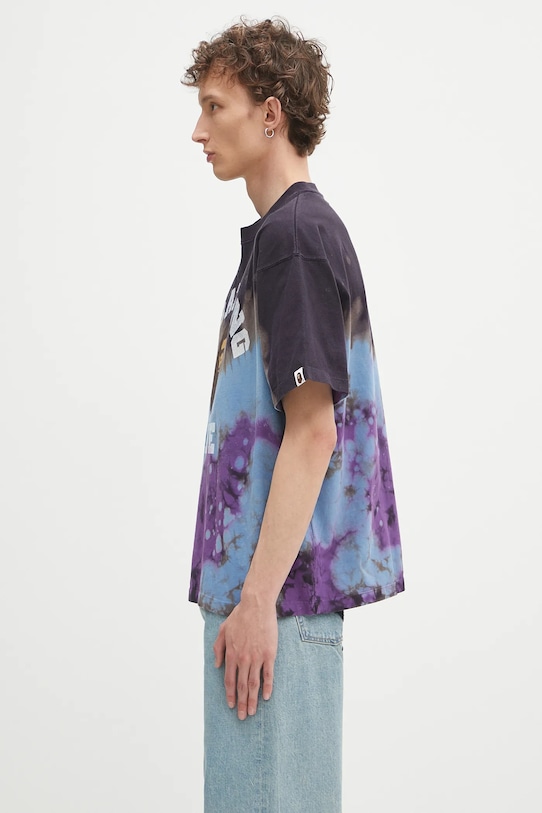 Хлопковая футболка A Bathing Ape Tie dye college 1K80109003 фиолетовой SS25