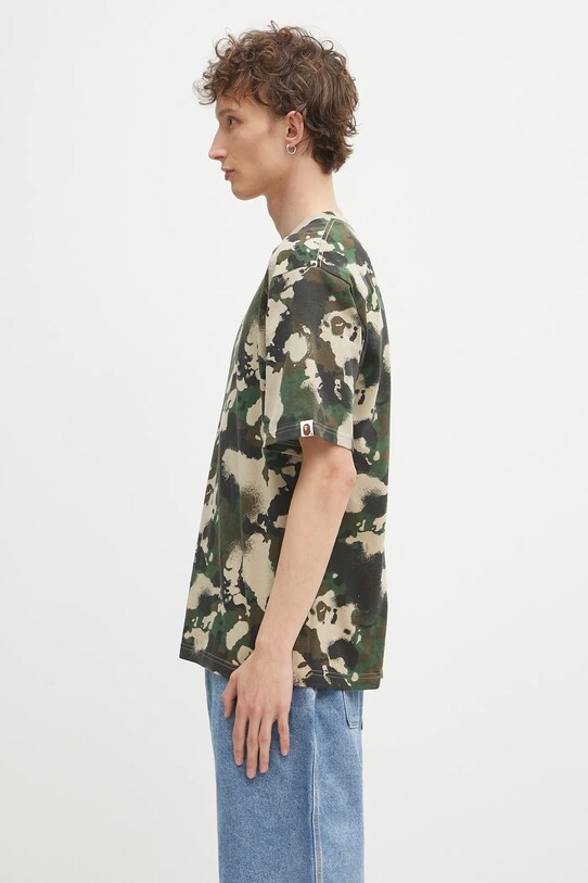 A Bathing Ape cotton t-shirt Map camo APE head one point 1L30109001 green SS25
