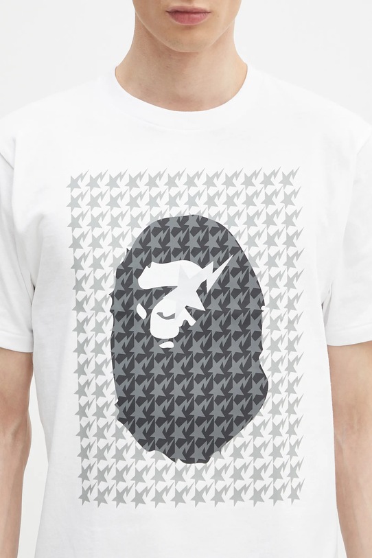 A Bathing Ape t-shirt bawełniany STA houndstooth APE head biały 1K80110035