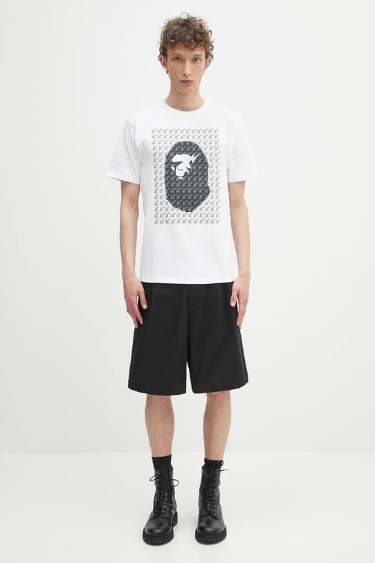 A Bathing Ape t-shirt bawełniany STA houndstooth APE head 1K80110035 biały