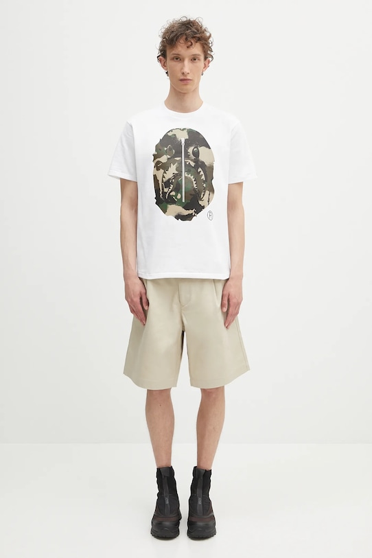A Bathing Ape t-shirt bawełniany Map camo APE head shark 1L30110023 biały
