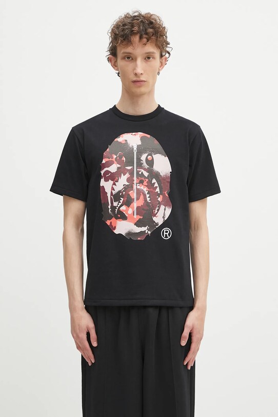 A Bathing Ape t-shirt in cotone Map camo APE head shark rilassato nero 1L30110023