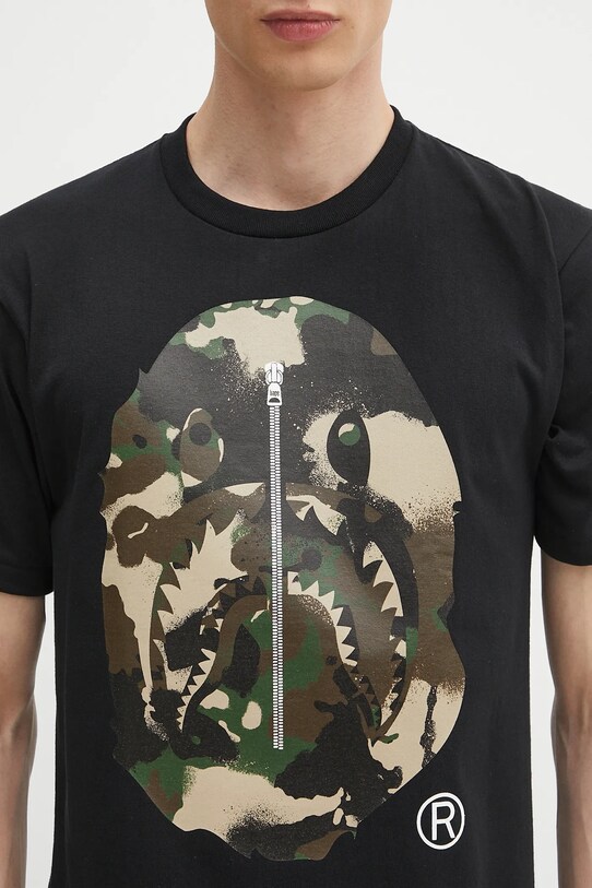 A Bathing Ape t-shirt in cotone Map camo APE head shark nero 1L30110023