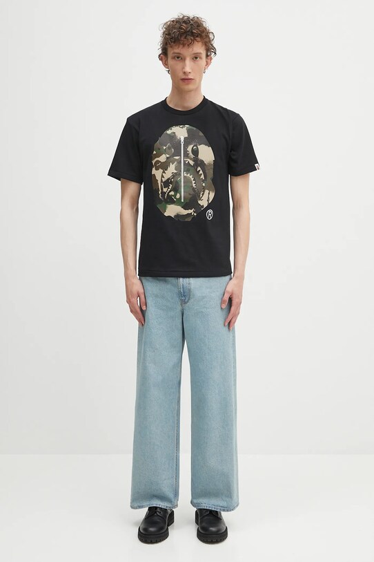 A Bathing Ape t-shirt in cotone Map camo APE head shark 1L30110023 nero