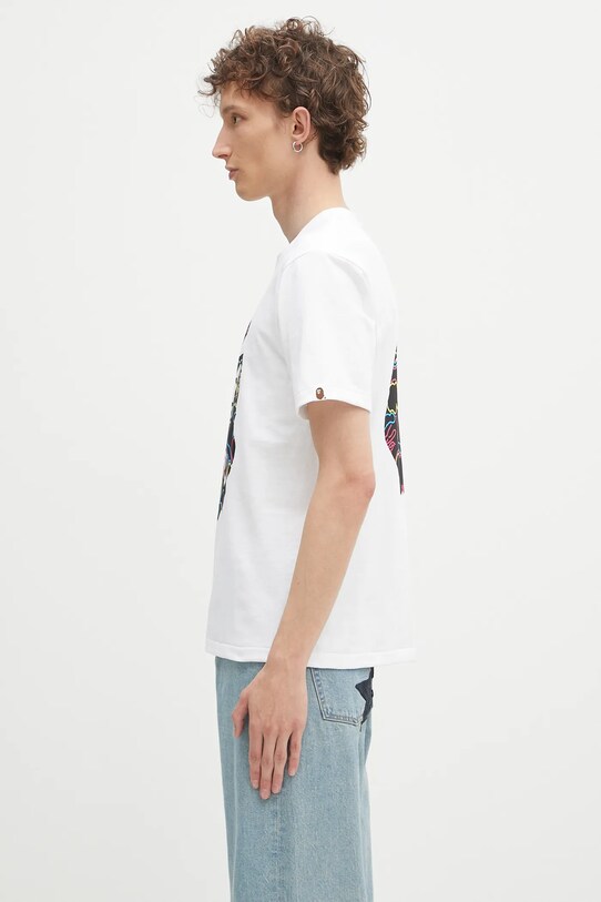 A Bathing Ape tricou din bumbac Neon camo big APE head 1L30110039 alb SS25
