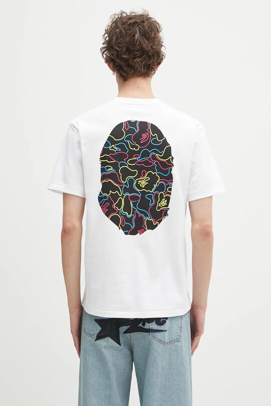 Îmbrăcăminte A Bathing Ape tricou din bumbac Neon camo big APE head 1L30110039 alb