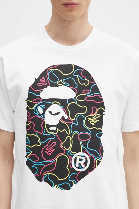 A Bathing Ape t-shirt bawełniany Neon camo big APE head biały 1L30110039