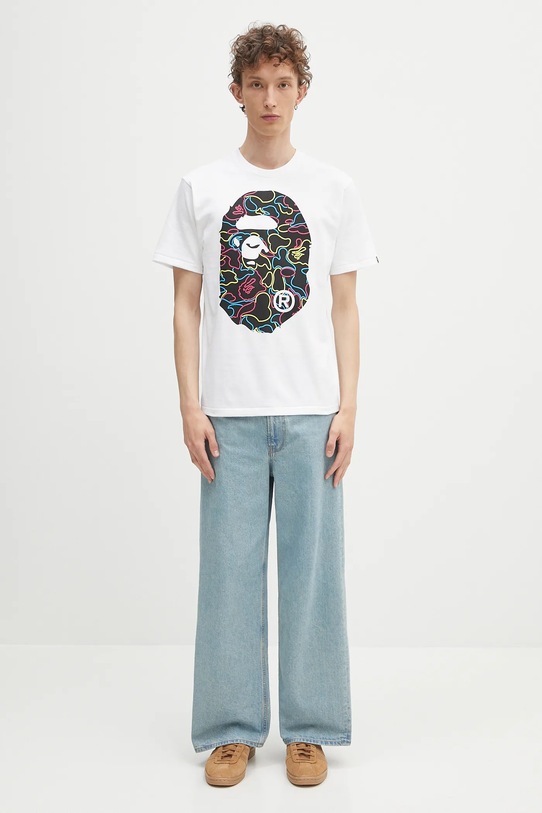 A Bathing Ape t-shirt bawełniany Neon camo big APE head 1L30110039 biały