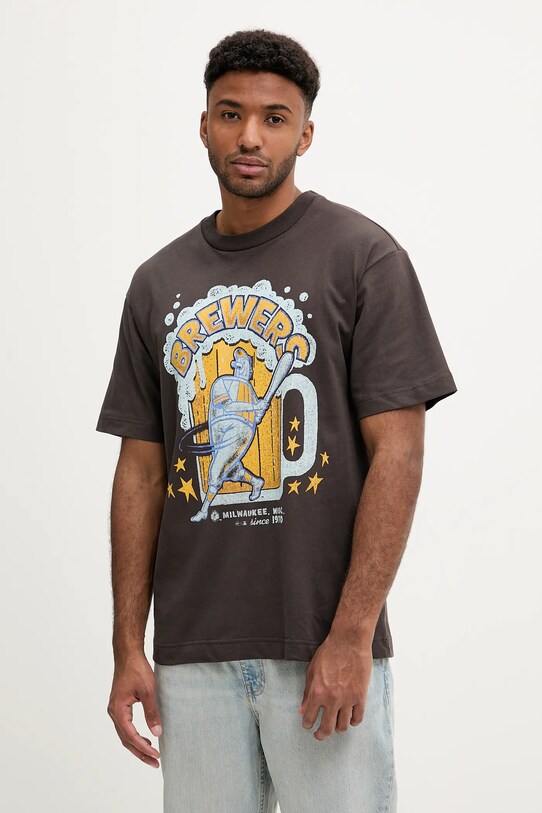 47 brand t-shirt bawełniany BC013TMKBRU643621C9 nadruk szary BC013TMKBRU643621C9