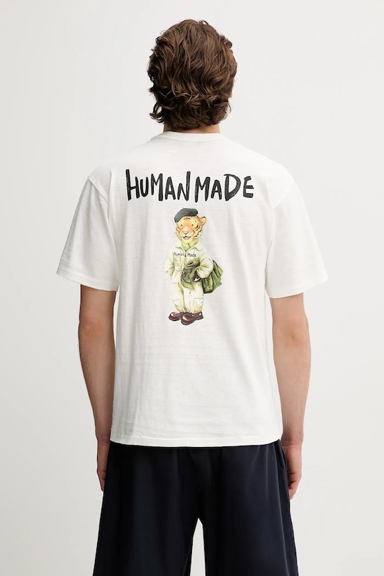 Бавовняна футболка Human Made Knitted надрук білий HM29TE013