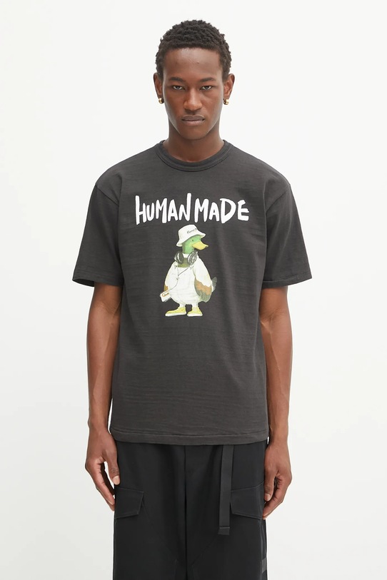 Βαμβακερό μπλουζάκι Human Made Knitted χαλαρό μαύρο HM29TE014